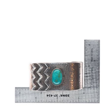 6.25" Vintage Tufa Cast sterling silver turquoise Native American cuff bracelet