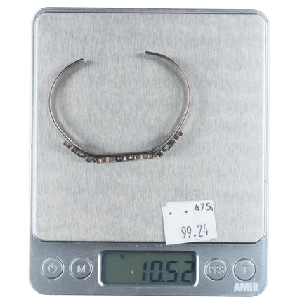 6.25" Vintage Zuni Dishta flush inlay turquoise cuff bracelet sterling silver