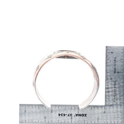 6.6" Les Baker Shop Navajo sterling silver stamped watch cuff bracelet