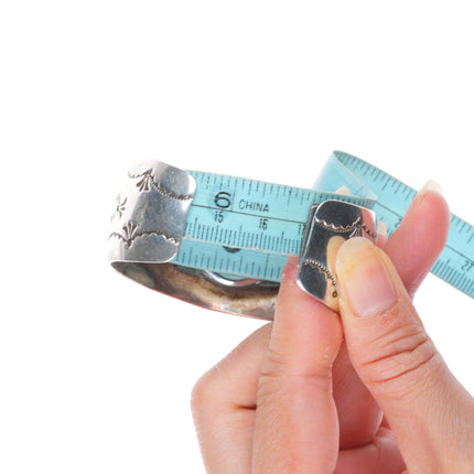 6.6" Les Baker Shop Navajo sterling silver stamped watch cuff bracelet