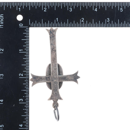 Big Vintage Royston turquoise sterling  silver Native American cross pendant