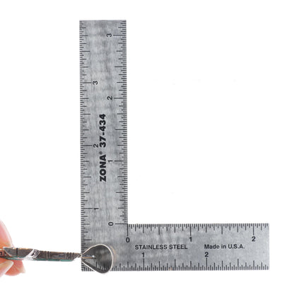 Sam Arviso Navajo sterling silver malachite channel inlay cross pendant