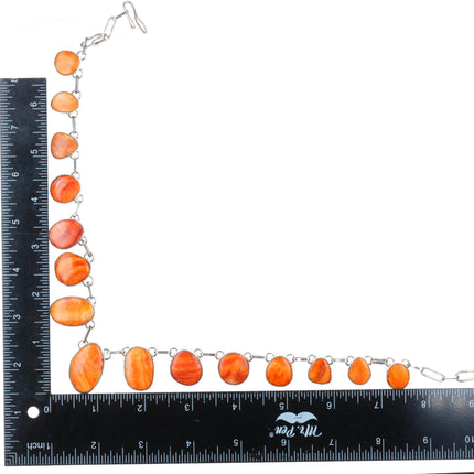 18" Fannie Chavez Navajo sterling silver spiny oyster tab necklace