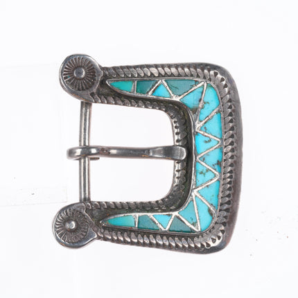40's-50's Zuni sterling silver turquoise channel inlay ranger belt buckle set