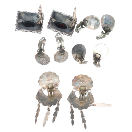 Vintage Navajo/southwestern sterling silver turquoise/lapis  clip on earring lot