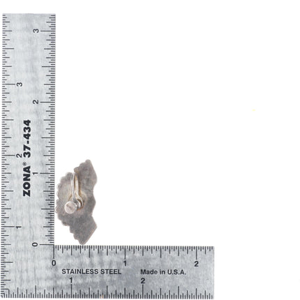 40's-50's Zuni sterling silver turquoise/shell channel inlay screw back earrings