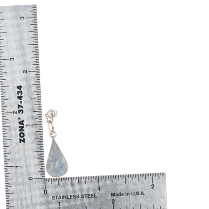 Vintage RK Zuni sterling silver multi-stone channel inlay dangle earrings