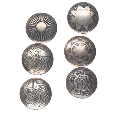 9 Vintage Southwestern sterling silver button covers Navajo basket patterns