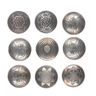 9 Vintage Southwestern sterling silver button covers Navajo basket patterns