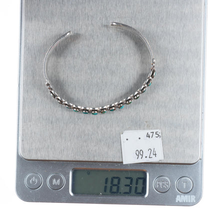 6.25" 30's-40's Maisels Navajo sterling silver snake eye turquoise cuff bracelet