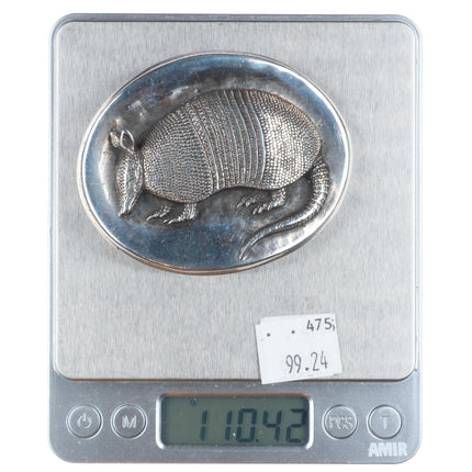 Retired James Avery Sterling silver Texas Armadillo belt buckle