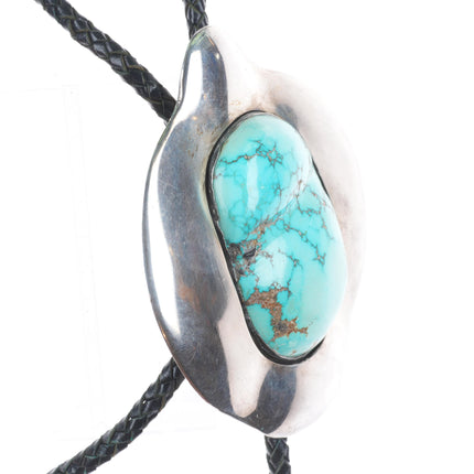 Huge Vintage c1970 Navajo sterling silver freeform bolo tie with nice turquoise