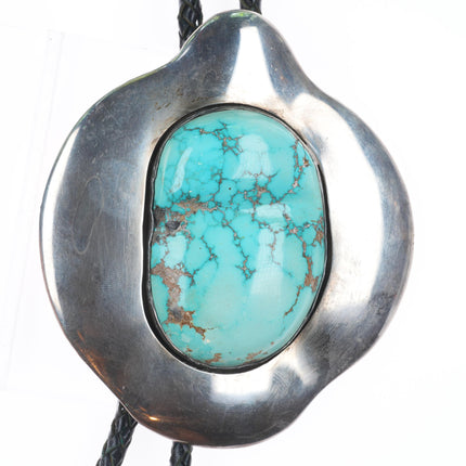 Huge Vintage c1970 Navajo sterling silver freeform bolo tie with nice turquoise