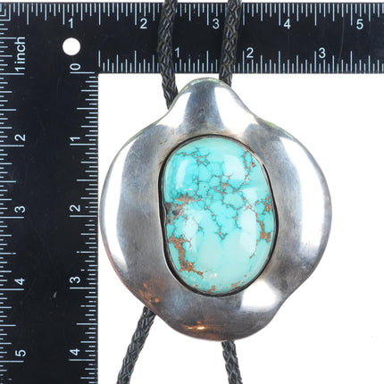Huge Vintage c1970 Navajo sterling silver freeform bolo tie with nice turquoise
