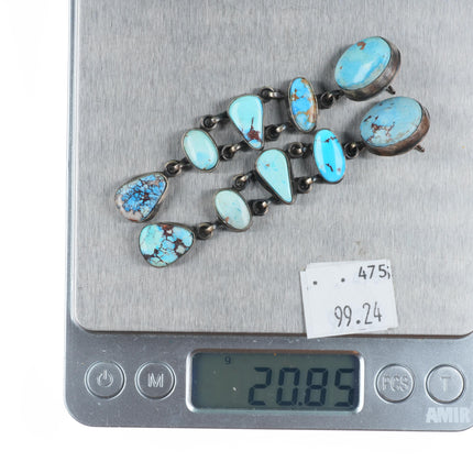 Elanor Largo Navajo sterling silver Golden Hills turquoise long dangle earrings