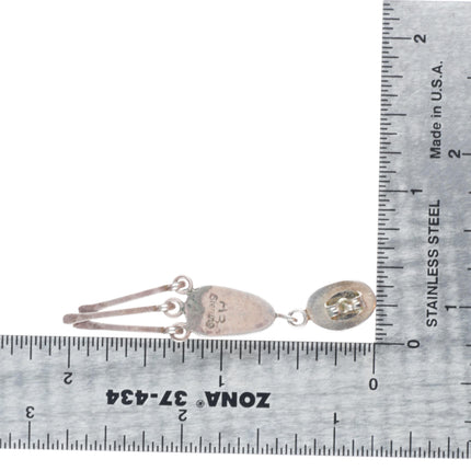 Vintage Anna Begay Navajo sterling silver spiderweb turquoise dangle earrings