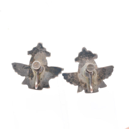 40's-50's Zuni sterling silver inlay knifewing vintage screw back earrings