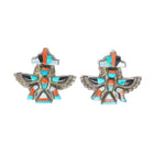 40's-50's Zuni sterling silver inlay knifewing vintage screw back earrings