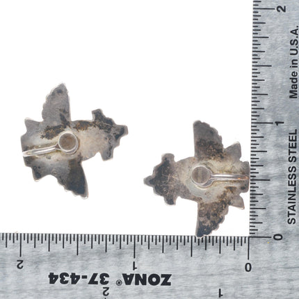 40's-50's Zuni sterling silver inlay knifewing vintage screw back earrings