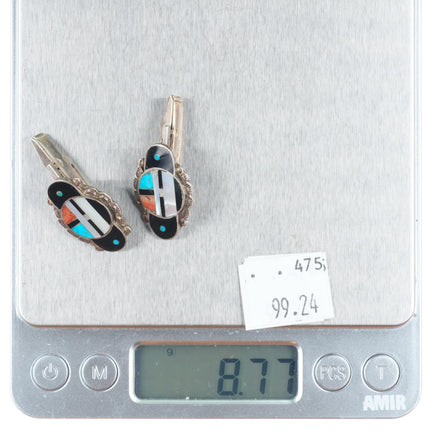 40's-50's Vintage Zuni sterling silver sunface/Kachina inlay cufflinks