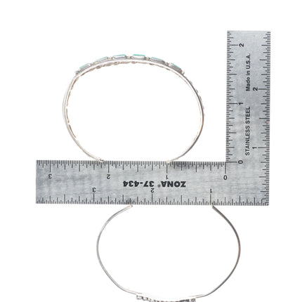 6.25"-8.25" Zuni needlepoint turquoise sterling silver cuff bracelets/bangle