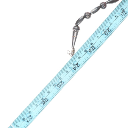 Large Vintage Navajo RSJC Sterling feathers/turquoise pendant/beaded necklace