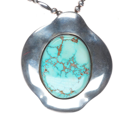 Large Vintage Navajo/southwestern modernist sterling silver pendant/necklace