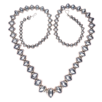 29.25" Handmade beads Navajo pearl beaded Necklace vintage sterling silver