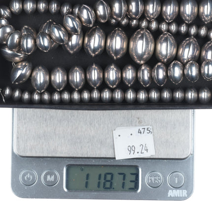 29.25" Handmade beads Navajo pearl beaded Necklace vintage sterling silver