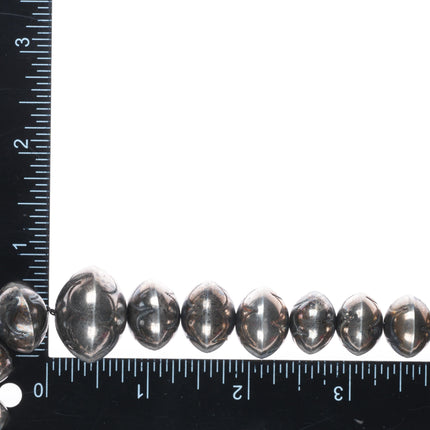 23.5" Leo Yazzie Handmade beads Navajo pearl Necklace vintage sterling silver