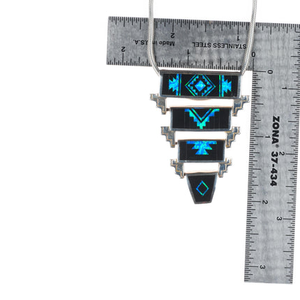 Supersmiths David Rosales Navajo sterling silver opal/black Jade slide pendant