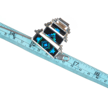 Supersmiths David Rosales Navajo sterling silver opal/black Jade slide pendant