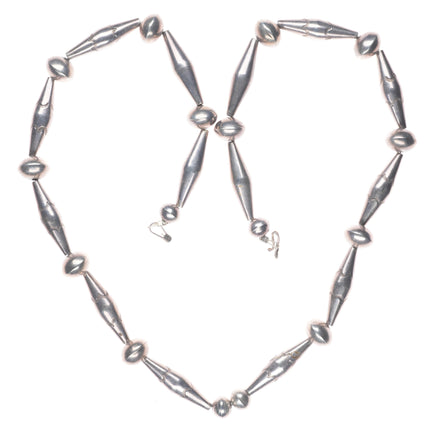 29" Heavy vintage Navajo sterling silver cone bead necklace