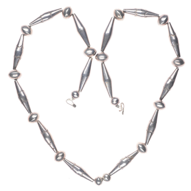 29" Heavy vintage Navajo sterling silver cone bead necklace