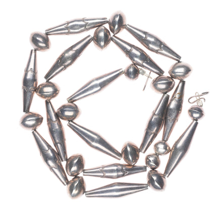 29" Heavy vintage Navajo sterling silver cone bead necklace