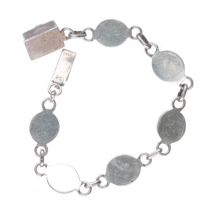 6.5" Vintage Bisbee Turquoise Navajo sterling silver shadowbox link bracelet