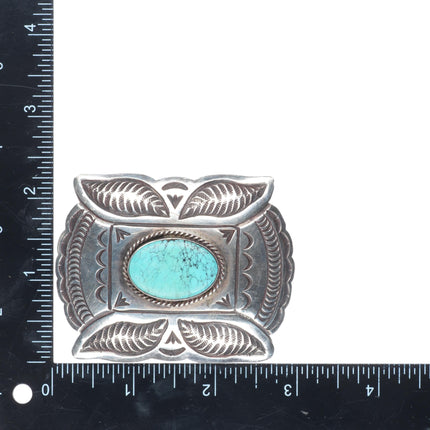 Arnold Maloney Navajo sterling silver revival mustache belt buckle turquoise