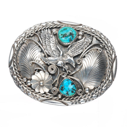 Richard Begay Navajo sterling silver eagle belt buckle with turquoise