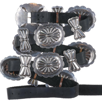 40" Vintage Navajo nicely stamped sterling silver butterfly concho belt