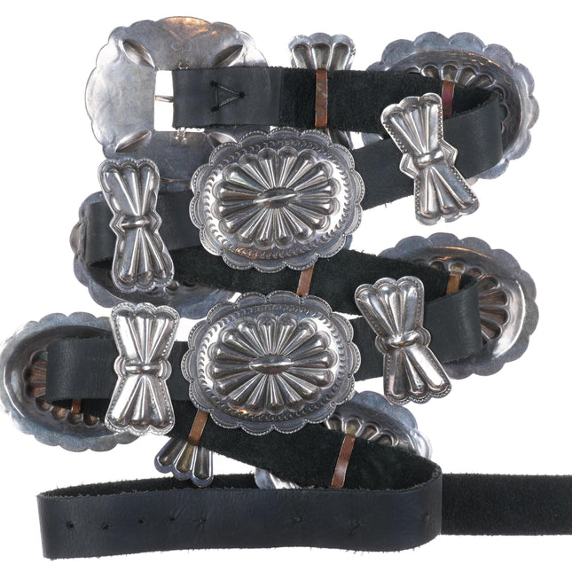 40" Vintage Navajo nicely stamped sterling silver butterfly concho belt