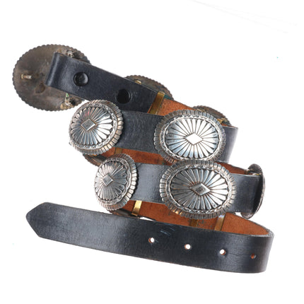 37" Larry Begay Navajo sterling silver heavy stamped concho belt