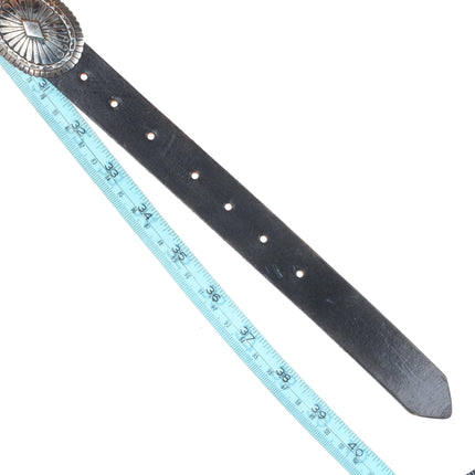 37" Larry Begay Navajo sterling silver heavy stamped concho belt