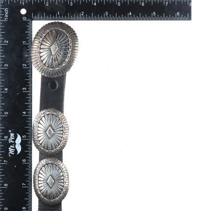 37" Larry Begay Navajo sterling silver heavy stamped concho belt