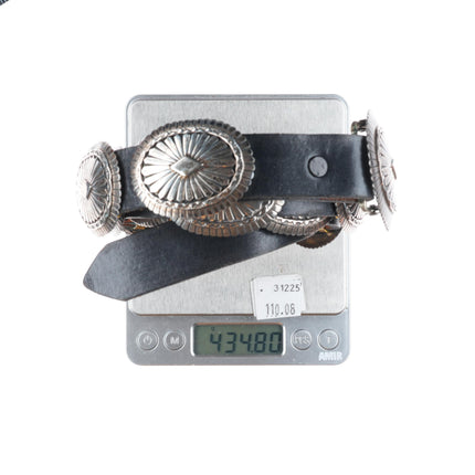 37" Larry Begay Navajo sterling silver heavy stamped concho belt