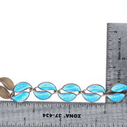 16" David Anersen Norway Sterling silver blue enamel leaf for modernist necklace