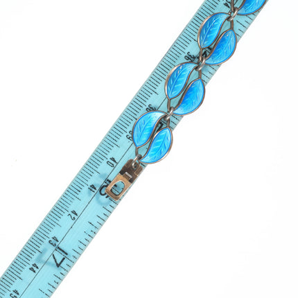 16" David Anersen Norway Sterling silver blue enamel leaf for modernist necklace