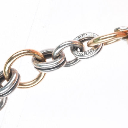 7" Retired James Avery 14k gold/ sterling silver two tone charm bracelet