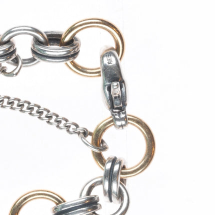 7" Retired James Avery 14k gold/ sterling silver two tone charm bracelet