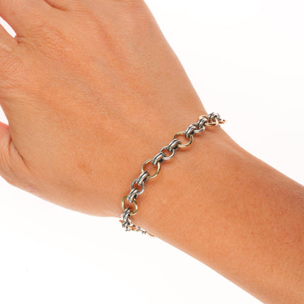 7" Retired James Avery 14k gold/ sterling silver two tone charm bracelet