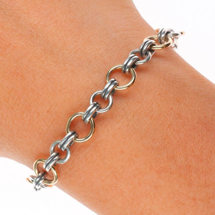 7" Retired James Avery 14k gold/ sterling silver two tone charm bracelet